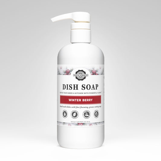 Rustic Strength, Dish Soap, 16oz, plastic bottle with pump, Winter Berry