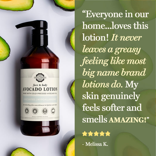 Avocado Lotion for Face & Body | Warm Flannel | 16 oz Bottles