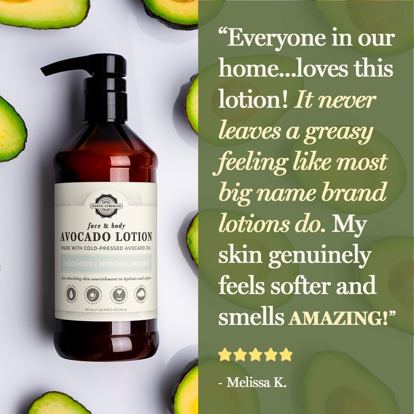 Avocado Lotion for Face & Body | Wild Flowers | 16 oz Bottles