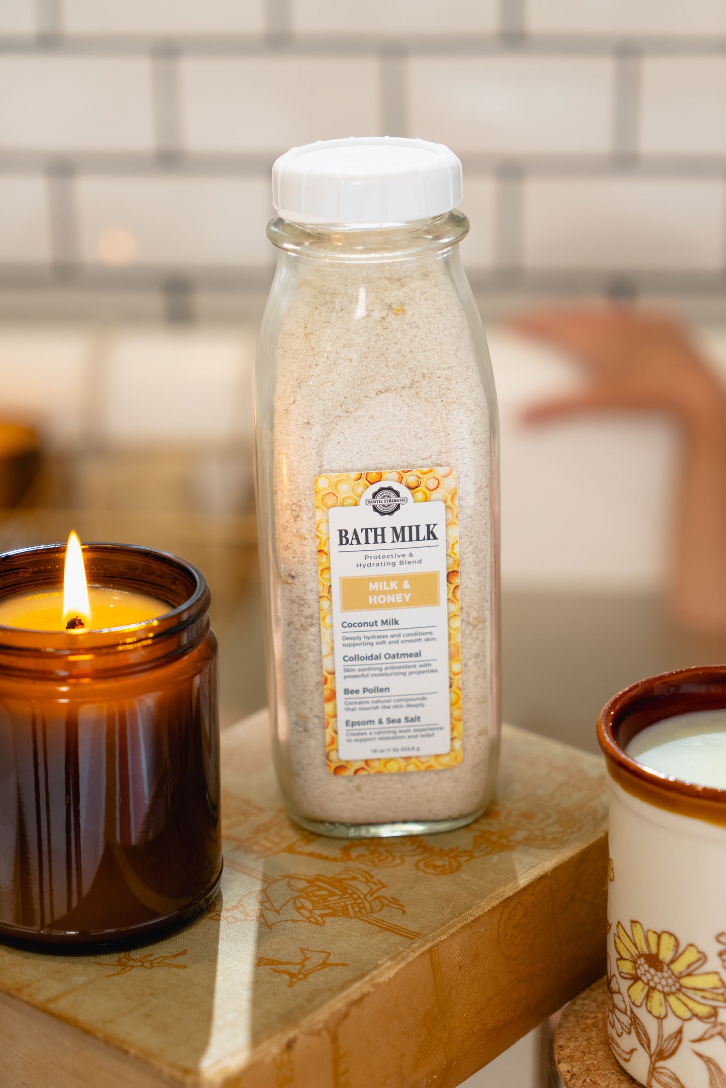 Bath Milk | 16 oz Glass Milk Bottle