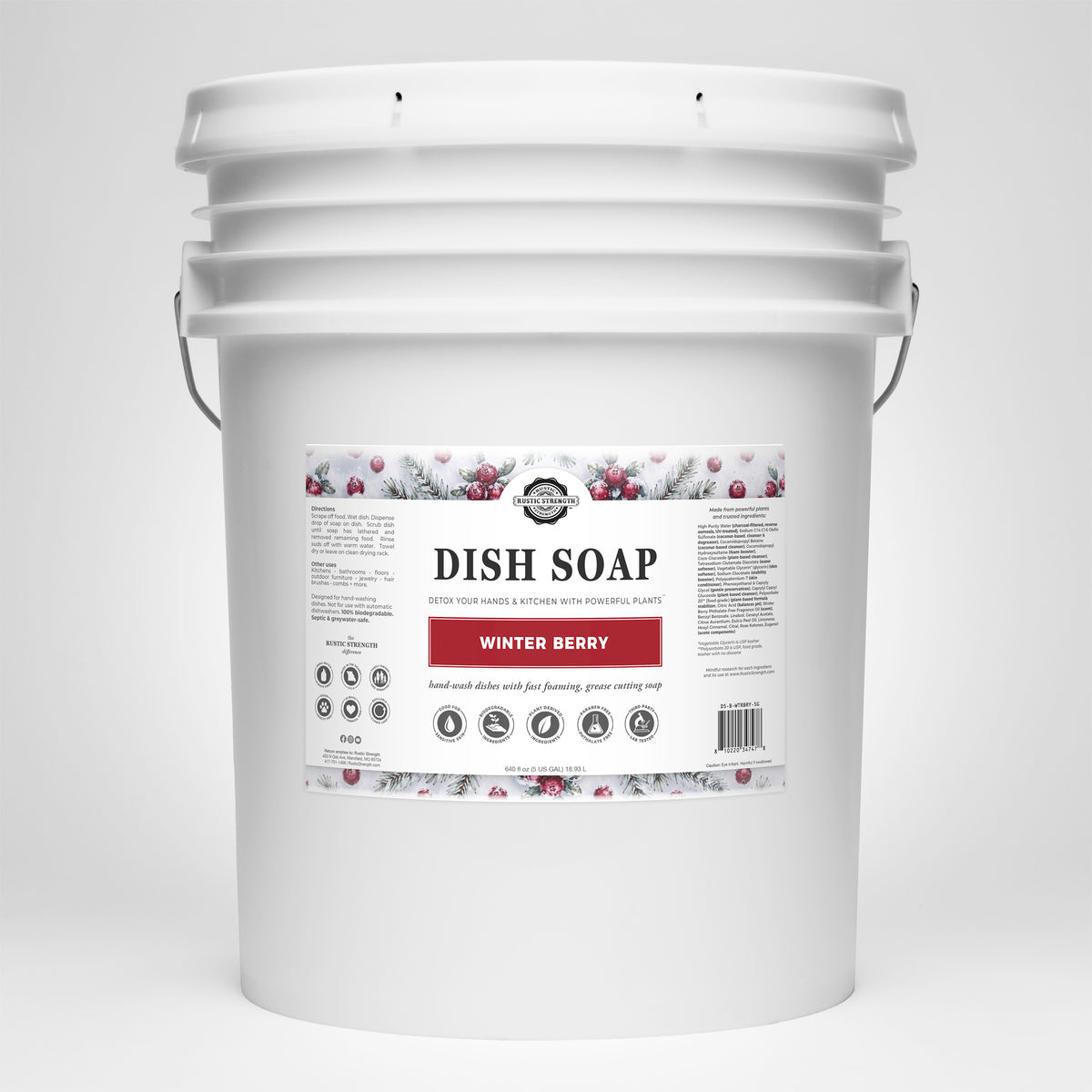 Rustic Strength, Dish Soap, 5 Gallon, Bucket, Winter Berry