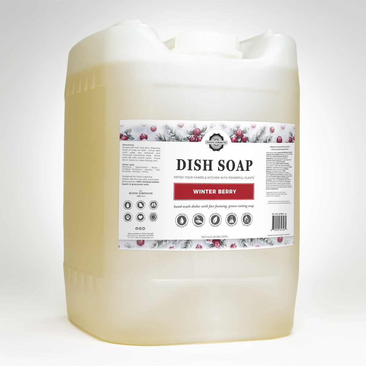 Rustic Strength, Dish Soap, 5 Gallon, Eco-Jug, Winter Berry