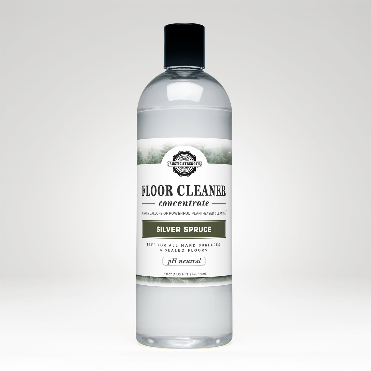 Rustic Strength, Floor Cleaner Concentrate, 16oz plastic bottle with disc top, Silver Spruce