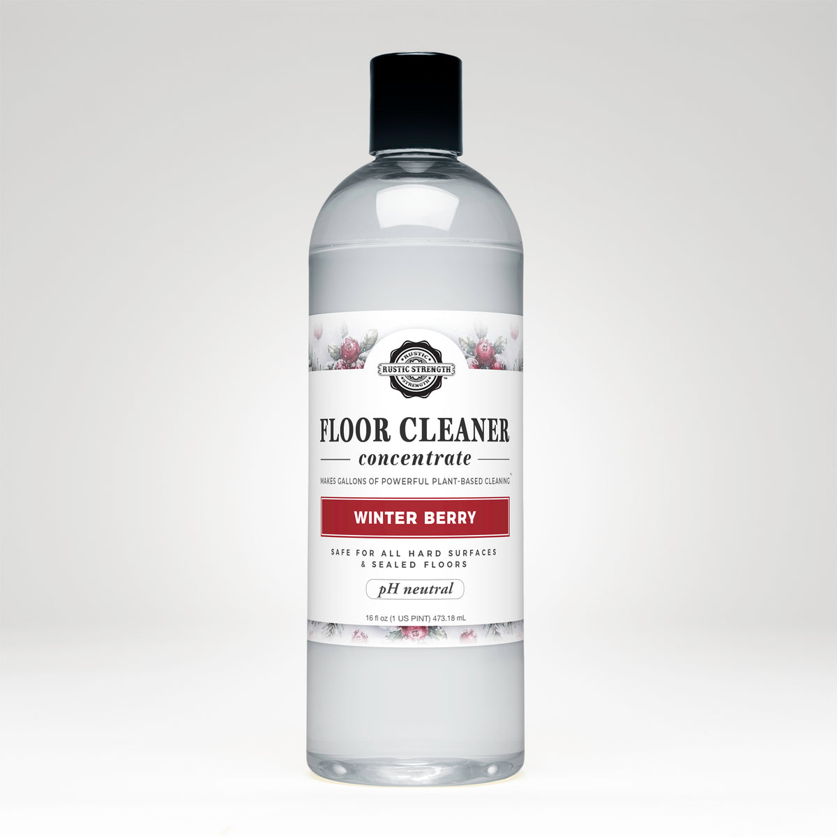 Rustic Strength, Floor Cleaner Concentrate, 16oz, plastic bottle with disc cap, Winter Berry