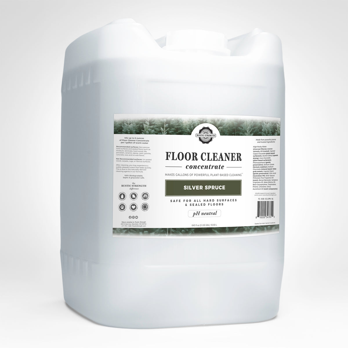 Rustic Strength, Floor Cleaner Concentrate, 5 Gallon, Eco-Jug, Silver Spruce