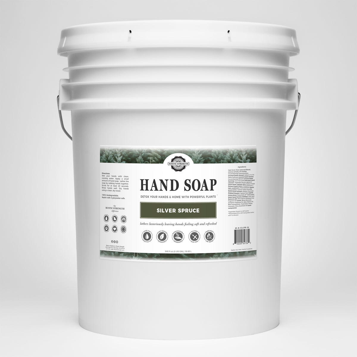 Rustic Strength, Hand Soap, 5 Gallon, Bucket, Silver Spruce