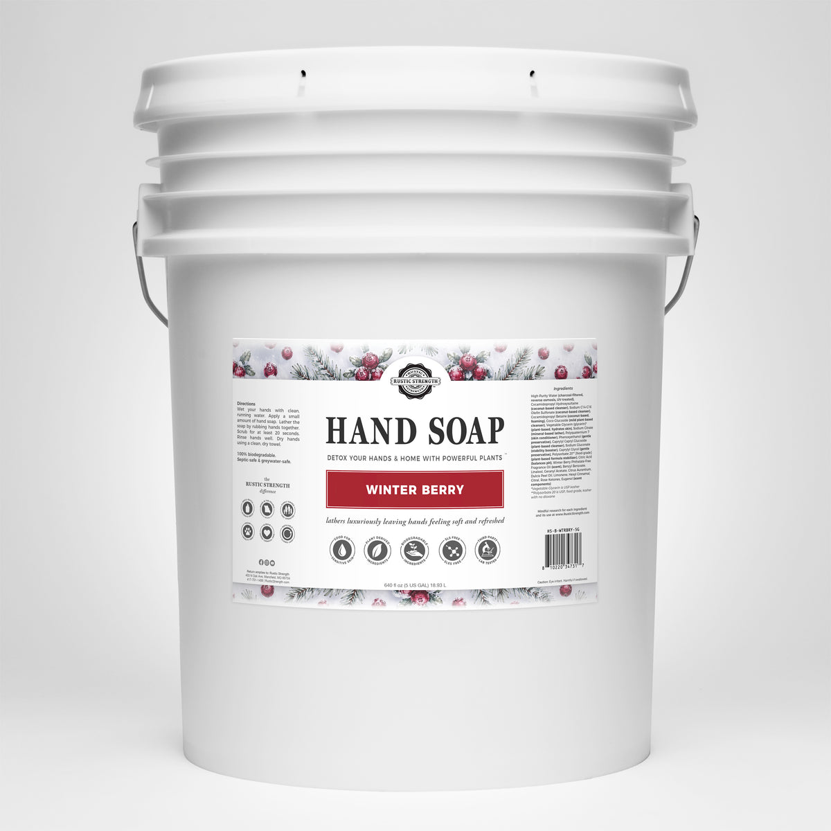 Rustic Strength, Hand Soap, 5 Gallon, Bucket, Winter Berry
