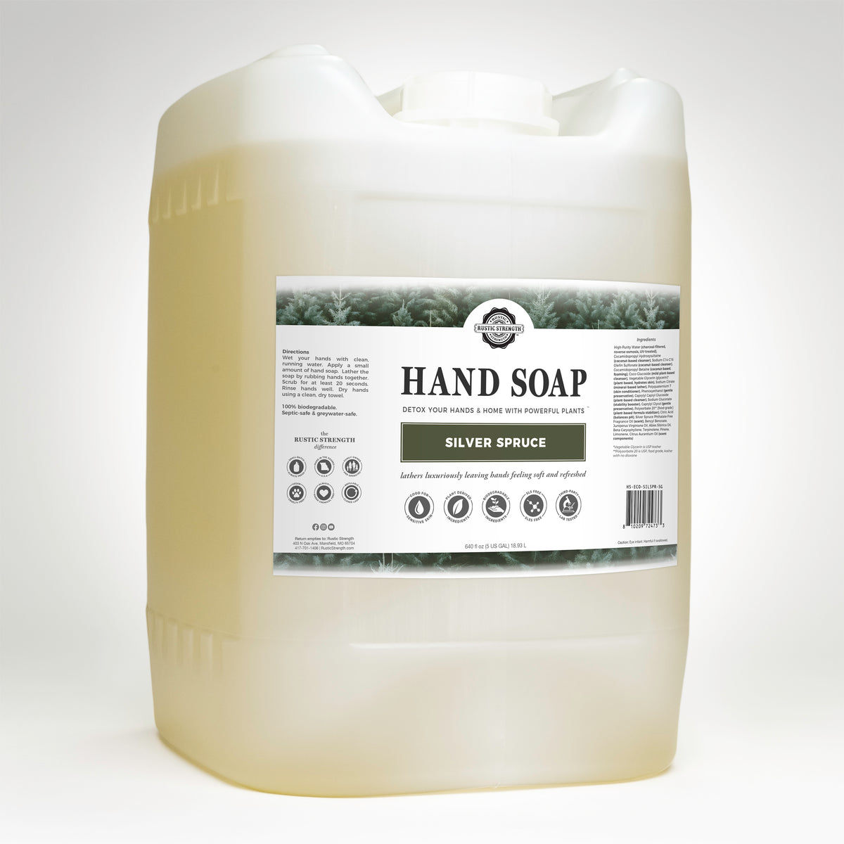 Rustic Strength, Hand Soap, 5 Gallon, Eco-Jug, Silver Spruce