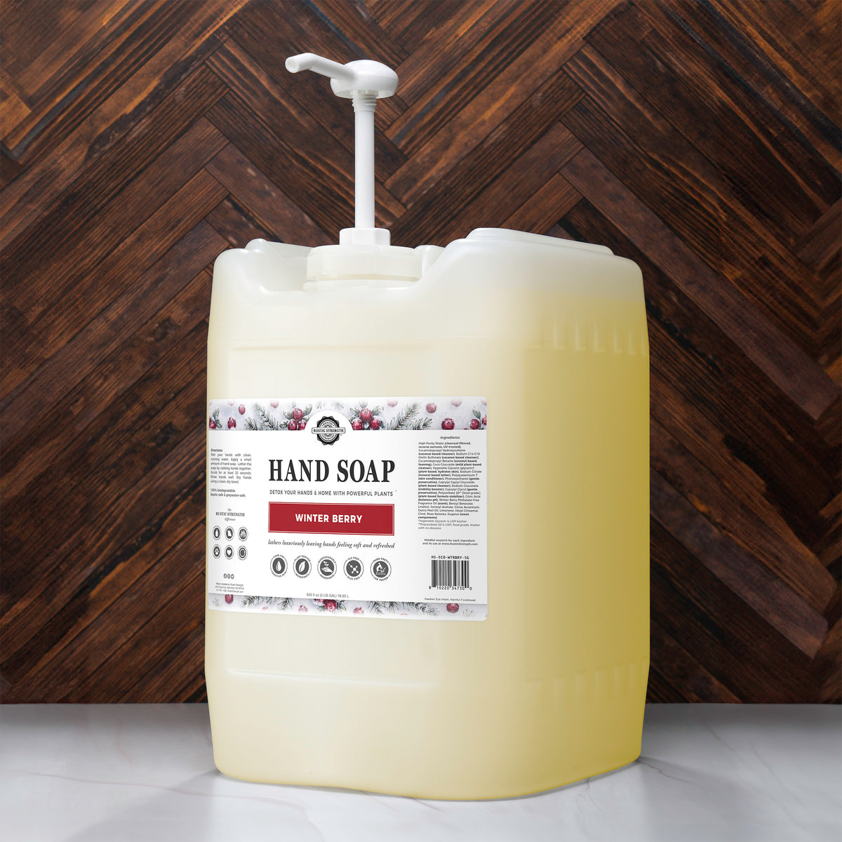 Rustic Strength, Hand Soap, 5 Gallon, Eco-Jug with pump, Winter Berry