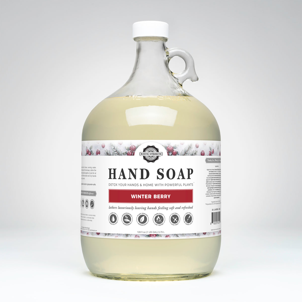 Rustic Strength, Hand Soap, 1 Gallon, Glass Jug, Winter Berry