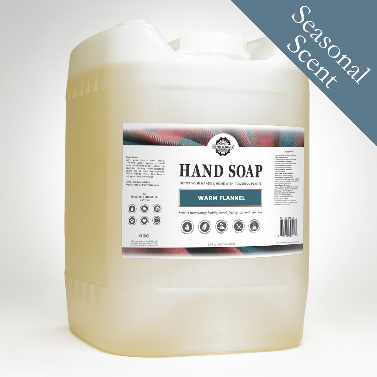 Rustic Strength, Hand Soap, 5 Gallon, Eco-Jug, Warm Flannel with Seasonal Scent badge