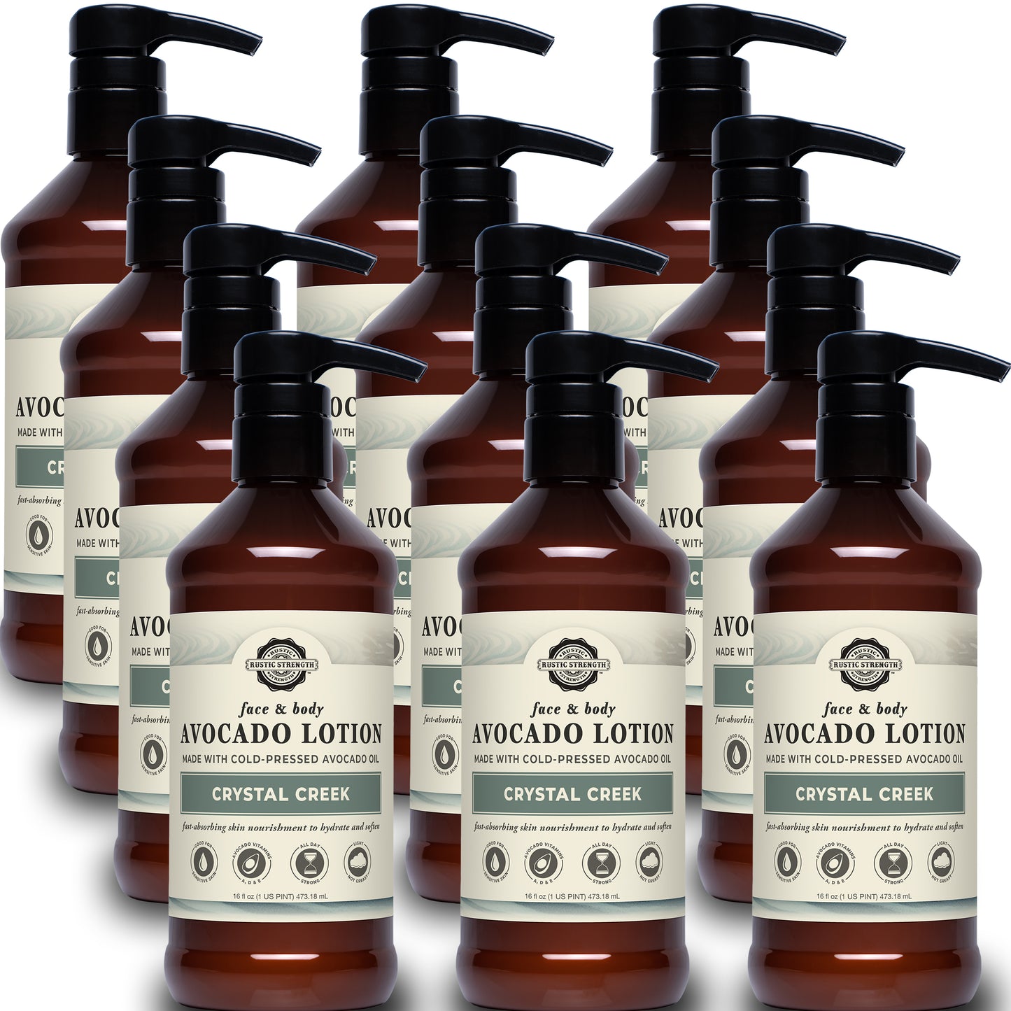 Avocado Lotion for Face & Body | Crystal Creek | 16 oz Bottles