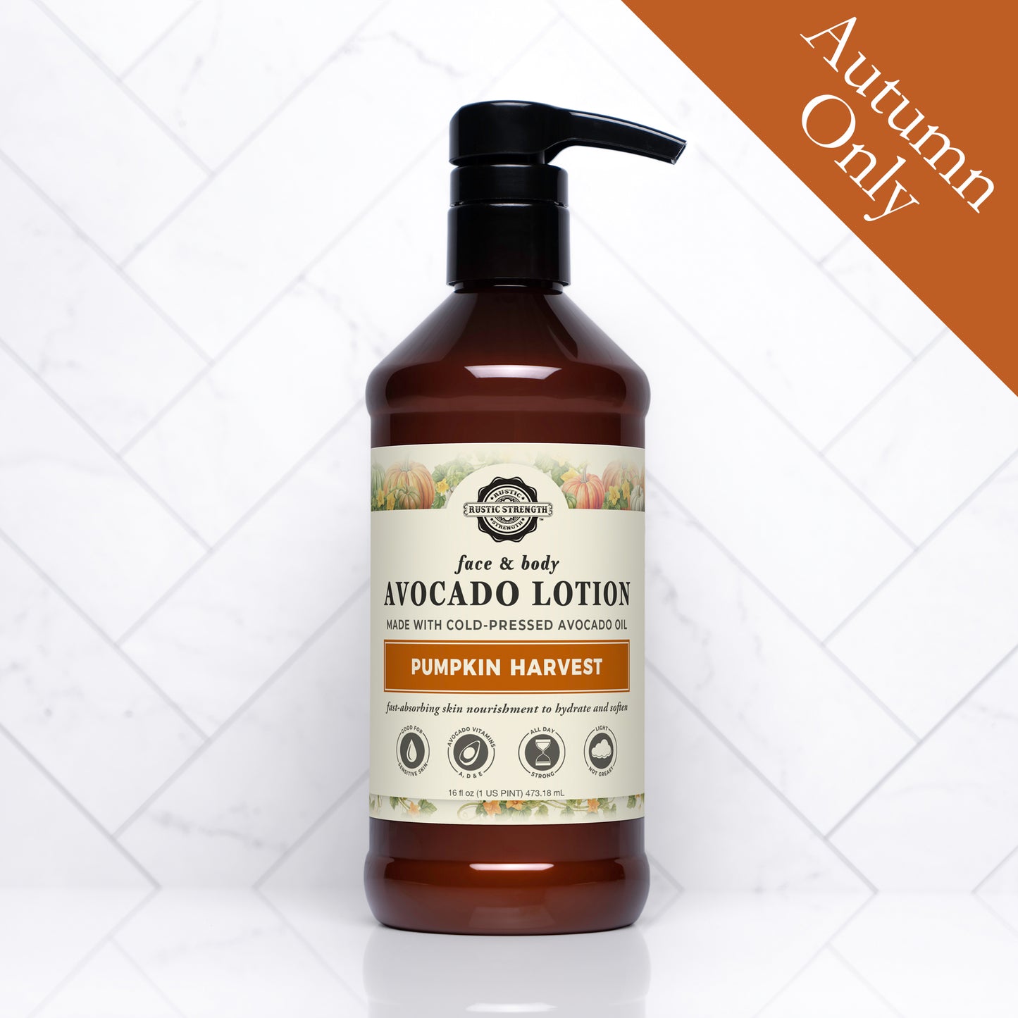 Avocado Lotion for Face & Body | Pumpkin Harvest | 16 oz Bottles
