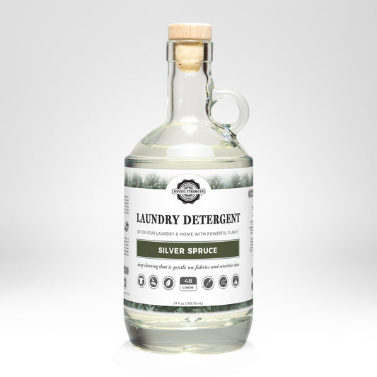 Rustic Strength, Laundry Detergent, 24oz, Glass Jar, Silver Spruce