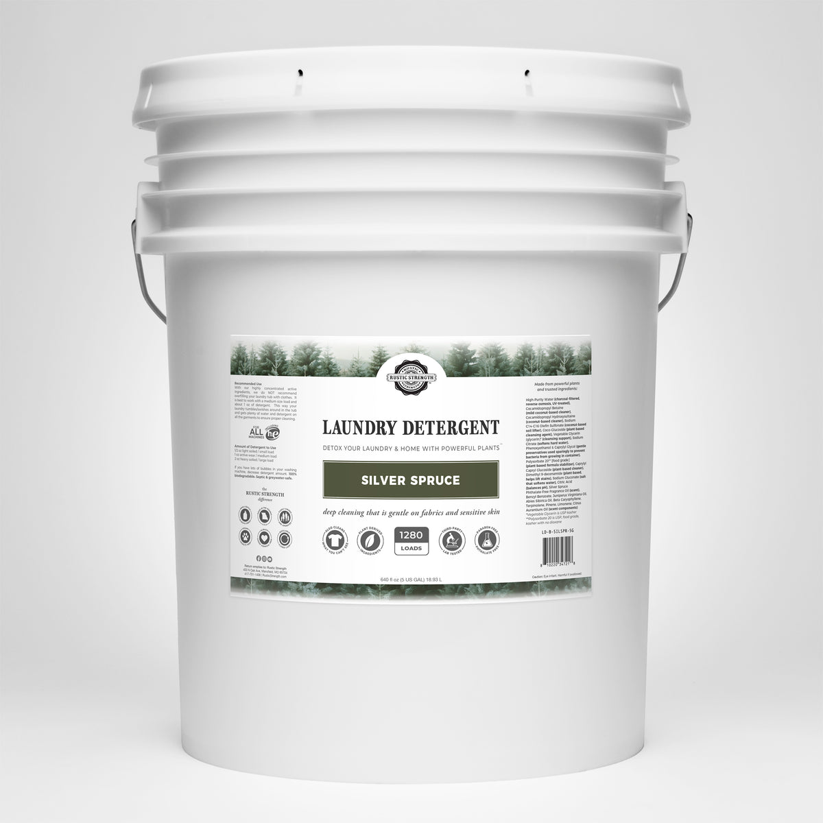 Rustic Strength, Laundry Detergent, 5 Gallon, Bucket, Silver Spruce 
