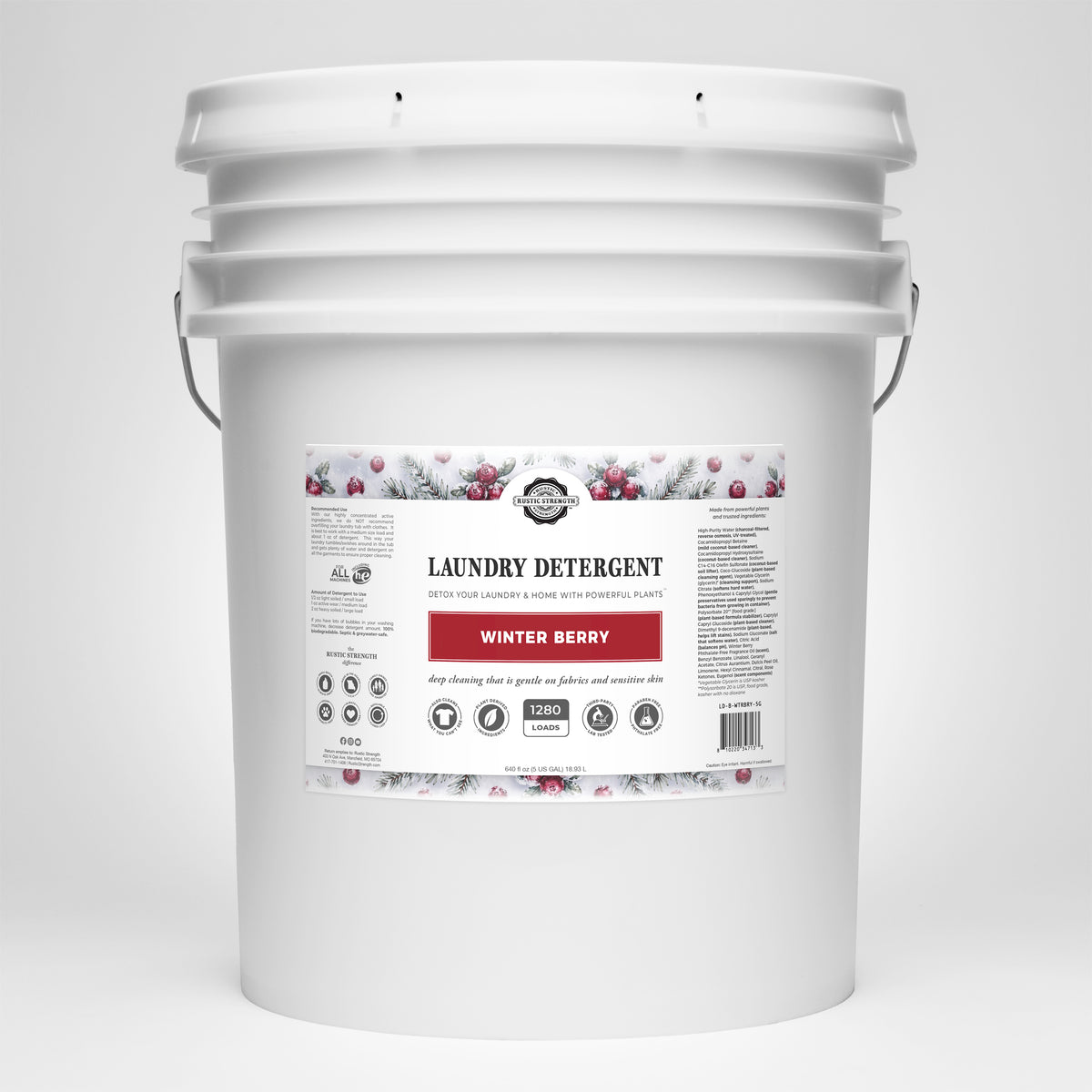 Rustic Strength, Laundry Detergent, 5 Gallon, Bucket, Winter Berry
