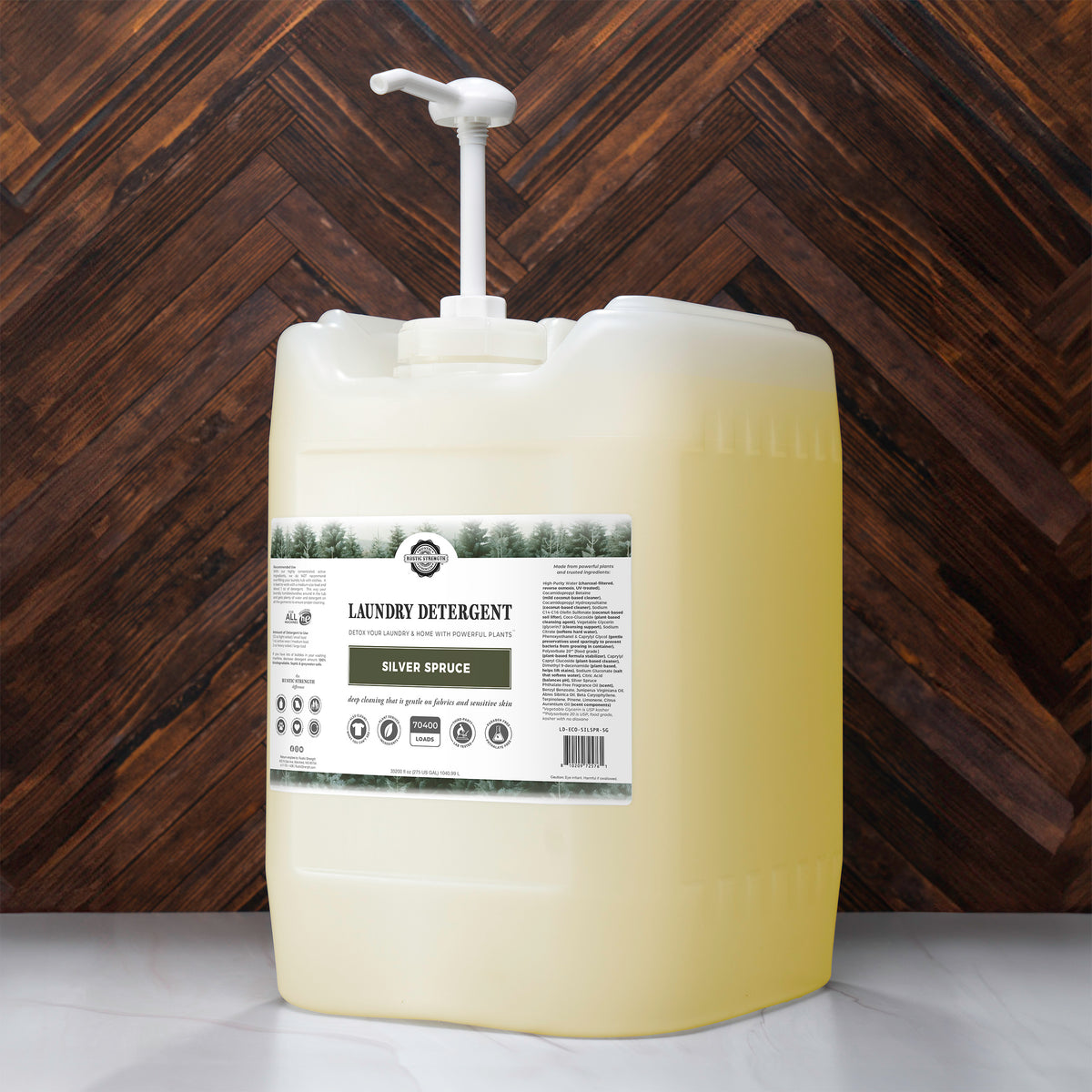 Rustic Strength, Laundry Detergent, 5 Gallon, Eco-Jug with pump, Silver Spruce 