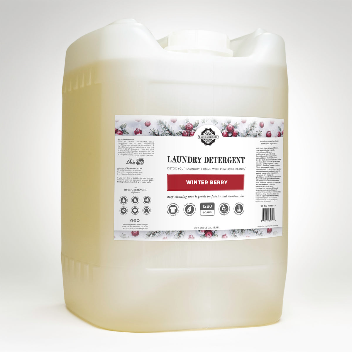 Rustic Strength, Laundry Detergent, 5 Gallon, Eco Jug, Winter Berry