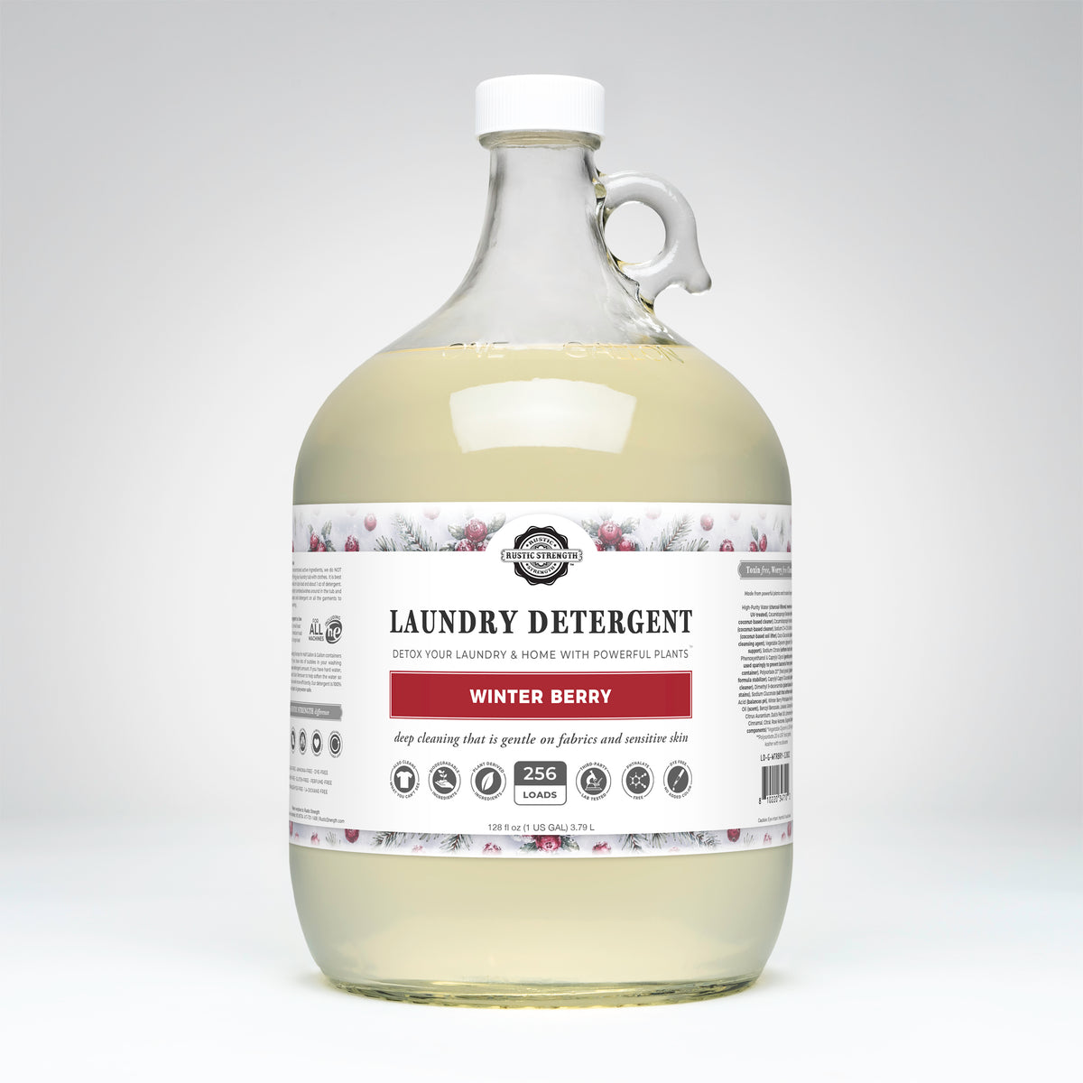 Rustic Strength, Laundry Detergent, 1 Gallon, Glass Jug, Winter Berry