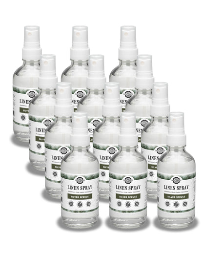 Rustic Strength, Linen Spray, 4oz glass bottle with spray top, Silver Spruce, 12-pack
