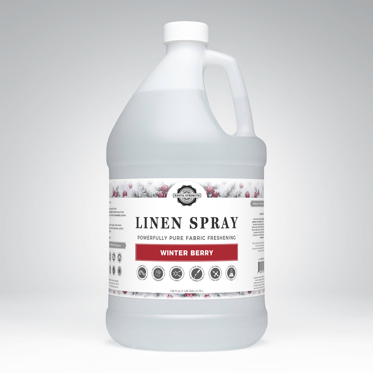 Rustic Strength, Linen Spray, 1 Gallon, Plastic Jug, Winter Berry