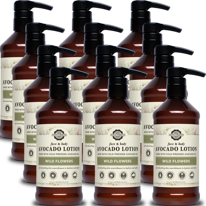 Avocado Lotion for Face & Body | Wild Flowers | 16 oz Bottles