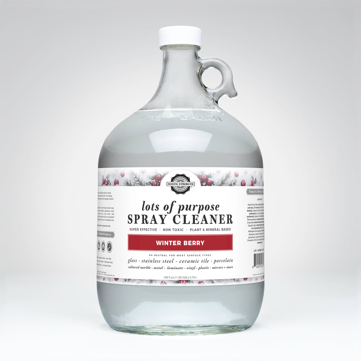 Rustic Strength, Lots of Purpose Spray Cleaner, 1 Gallon, Glass Jug, Winter Berry