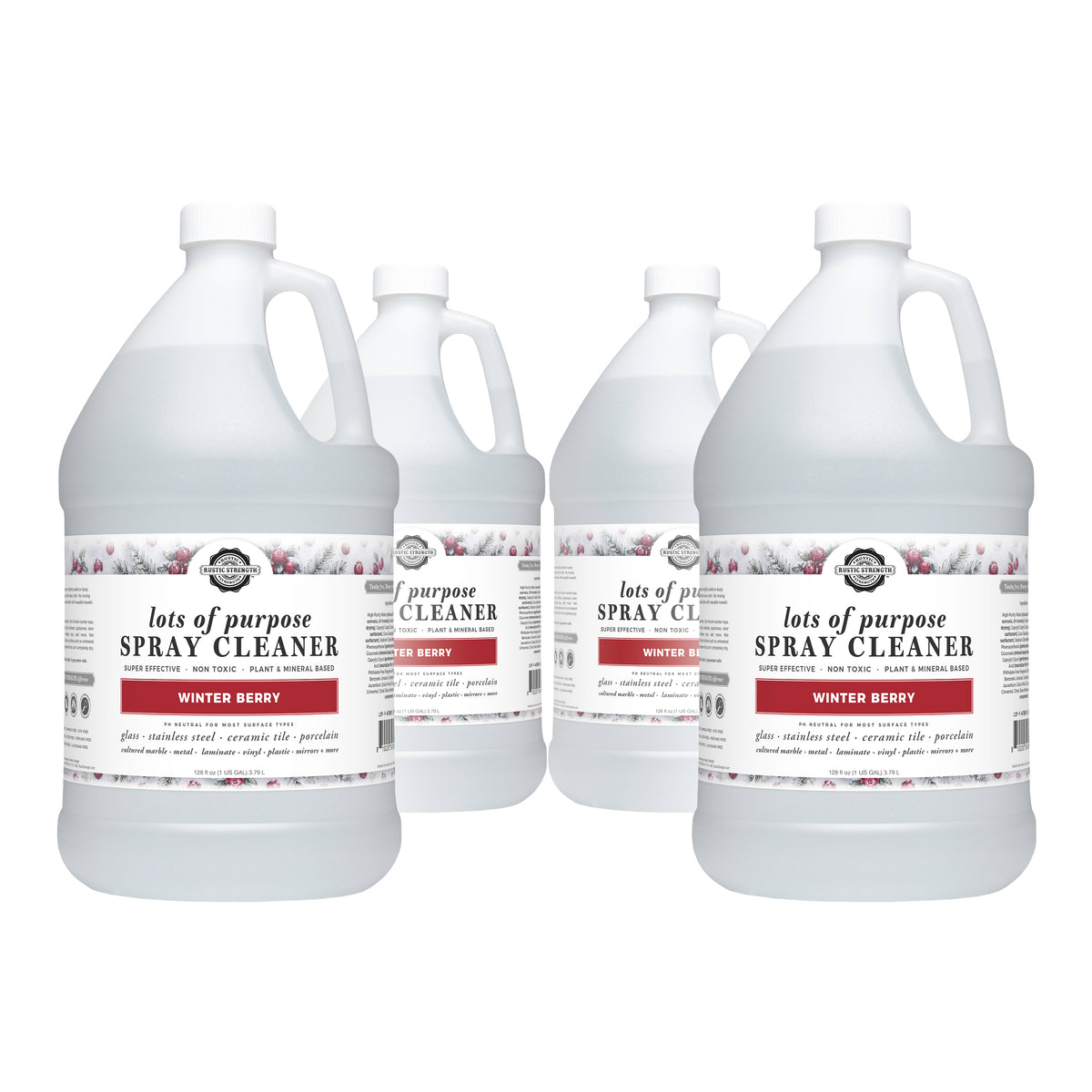 Rustic Strength, Lots of Purpose Spray Cleaner, 1 Gallon, Plastic Jug, Winter Berry, 4-pack