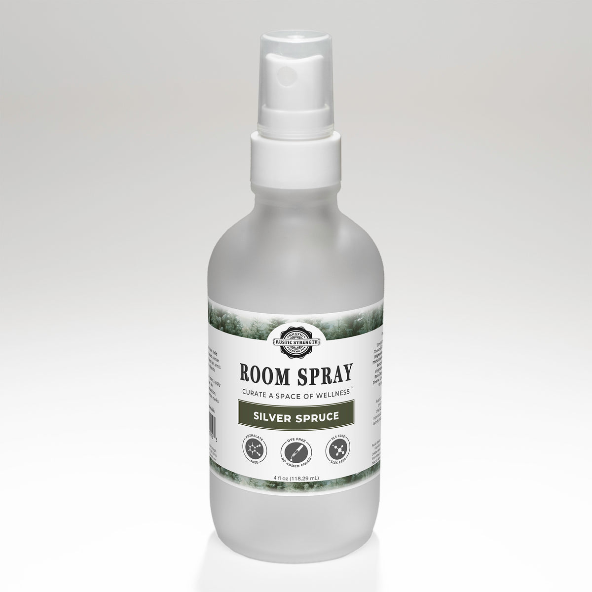 Rustic Strength, Room Spray, 4oz glass bottle with spray top, Silver Spruce