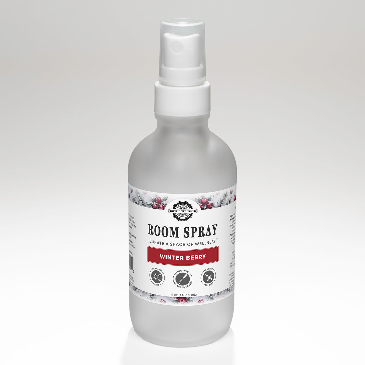 Rustic Strength, Room Spray, 4oz, glass with spray top, Winter Berry