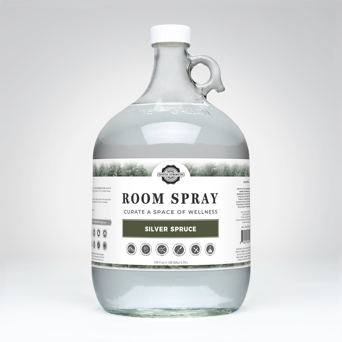 Rustic Strength, Room Spray, 1 Gallon Glass Jug, Silver Spruce