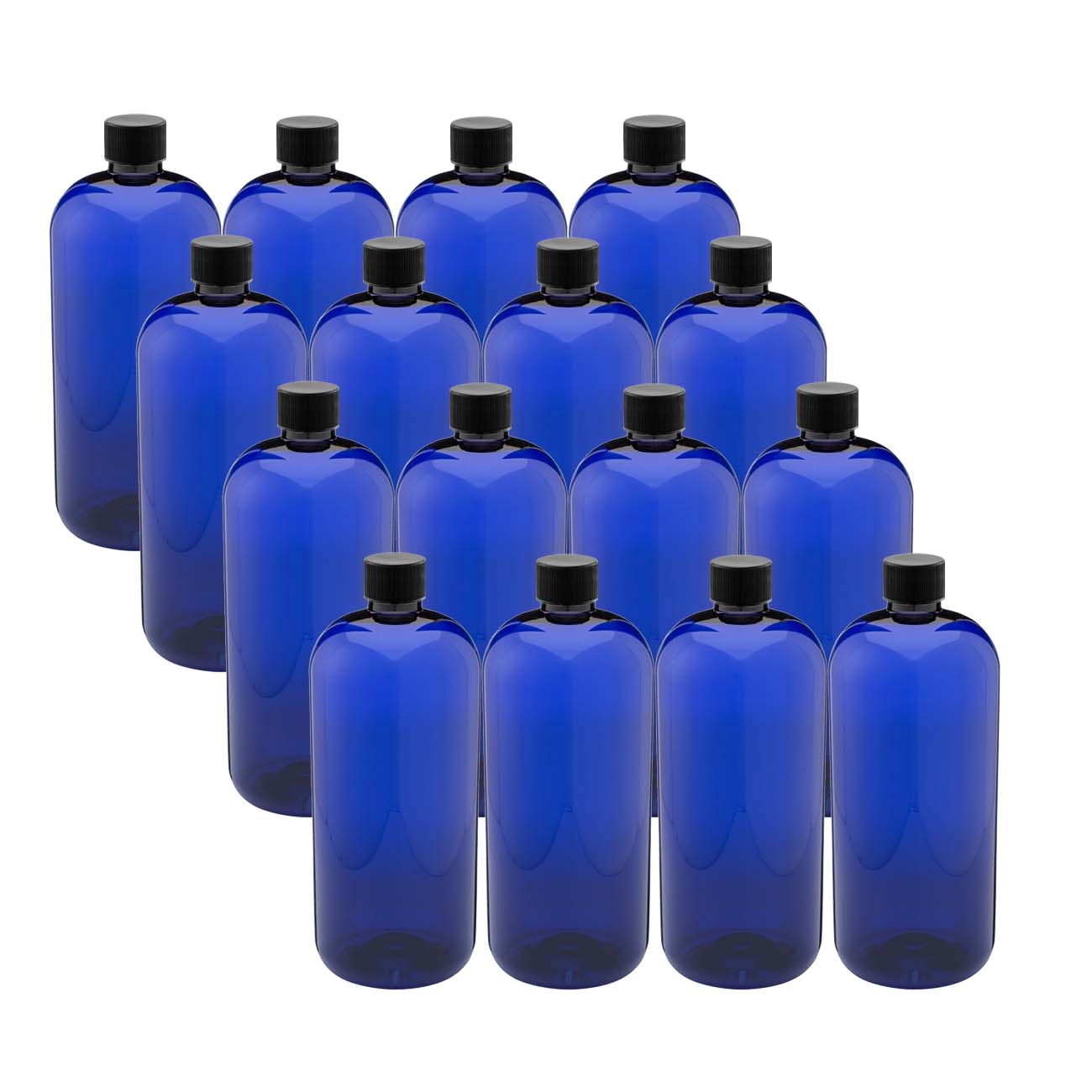 16 ounce cobalt blue containers (16 count PET plastic)