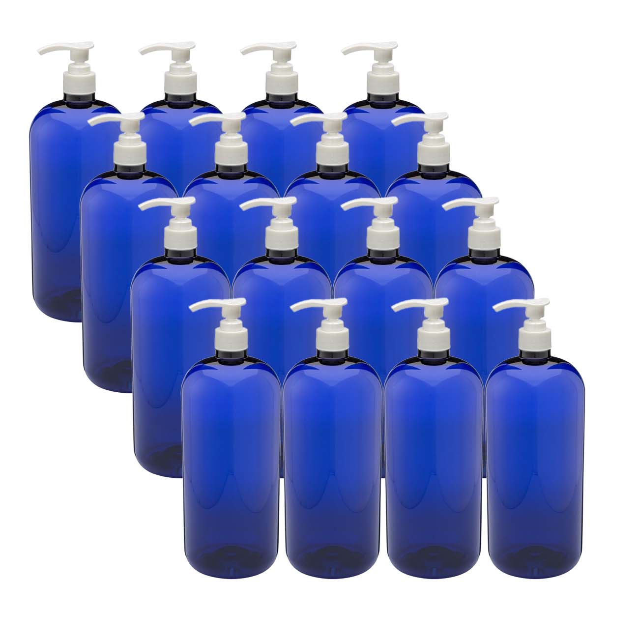 16 ounce cobalt blue containers (16 count PET plastic)