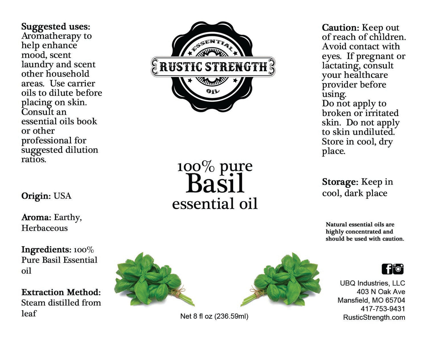 Basil Essential Oil - 16oz