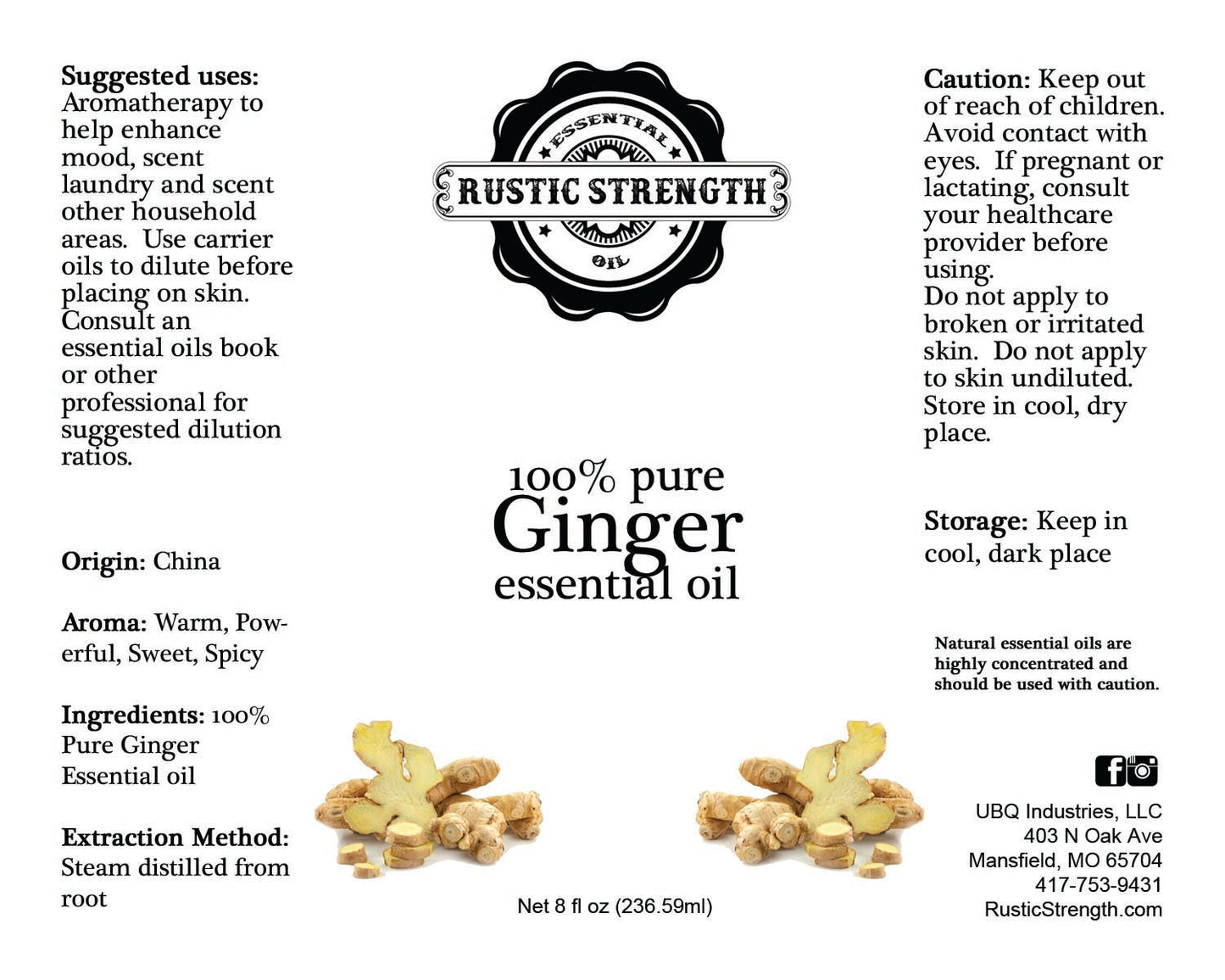 Ginger Essential Oil - 16oz